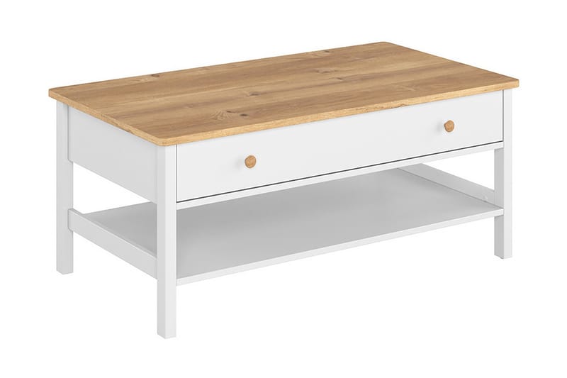 Storys Soffbord 110 cm med Förvaring Låda + Hylla - Beige/Vit - Möbler - Bord & matgrupper - Soffbord