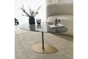 Svanabyn 90 cm Ovalt Soffbord i Glas och Metall - Grå - Möbler - Bord & matgrupper - Soffbord