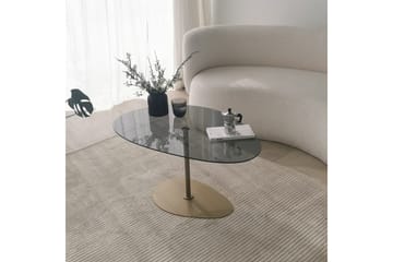 Svanabyn 90 cm Ovalt Soffbord i Glas och Metall - Grå - Möbler - Bord & matgrupper - Soffbord
