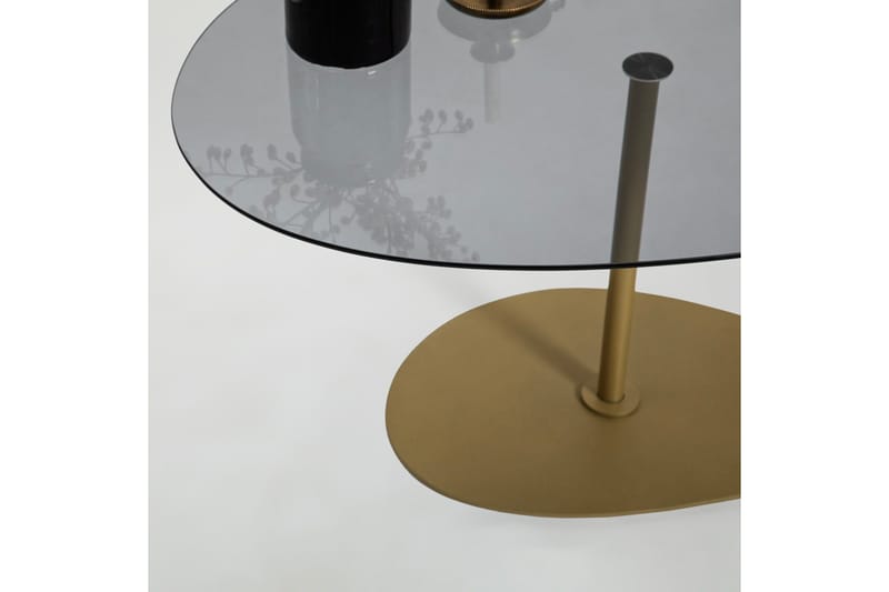 Svanabyn 90 cm Ovalt Soffbord i Glas och Metall - Grå - Möbler - Bord & matgrupper - Soffbord