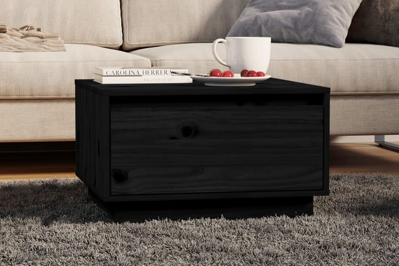 Soffbord svart 55x56x32 cm massiv furu - Svart - Möbler - Bord & matgrupper - Soffbord