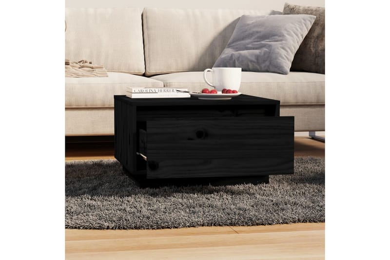 Soffbord svart 55x56x32 cm massiv furu - Svart - Möbler - Bord & matgrupper - Soffbord