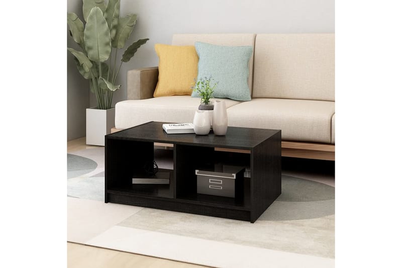 Soffbord svart 75x50x33,5 cm massiv furu - Svart - Soffbord