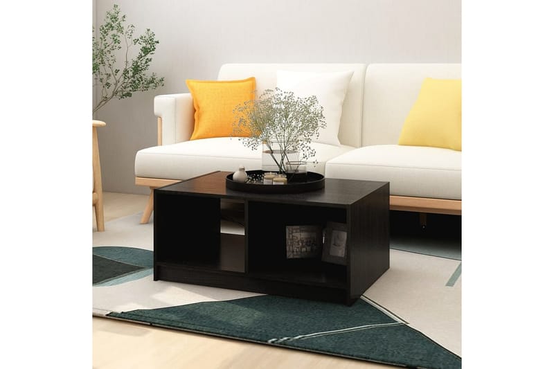 Soffbord svart 75x50x33,5 cm massiv furu - Svart - Soffbord