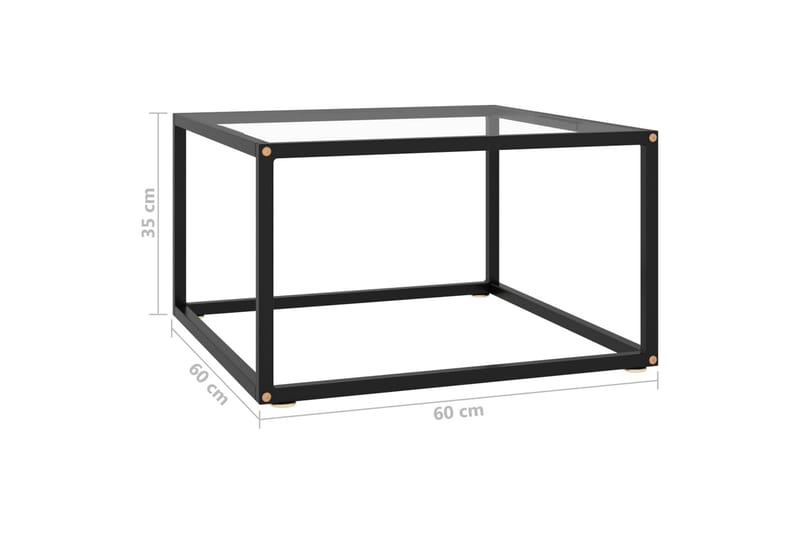 Soffbord svart med härdat glas 60x60x35 cm - Svart - Möbler - Bord & matgrupper - Soffbord