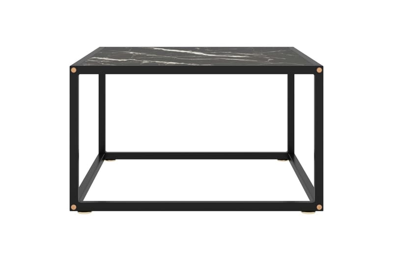 Soffbord svart med svart marmor glas 60x60x35 cm - Svart - Möbler - Bord & matgrupper - Soffbord