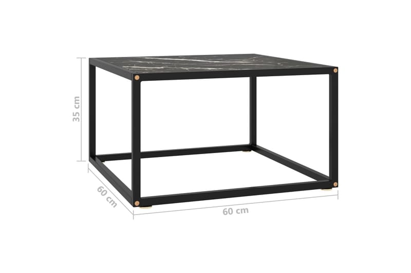 Soffbord svart med svart marmor glas 60x60x35 cm - Svart - Möbler - Bord & matgrupper - Soffbord