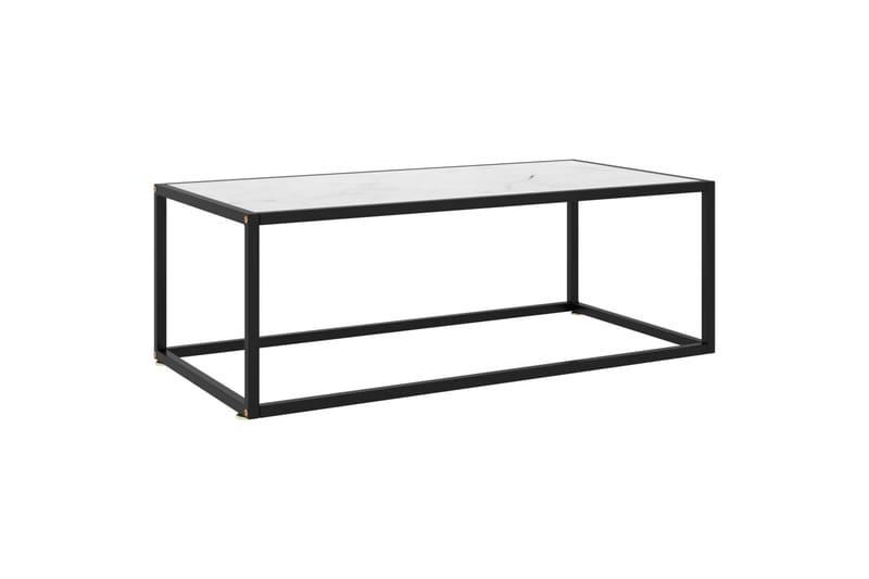 Soffbord svart med vit marmor glas 100x50x35 cm - Svart - Soffbord