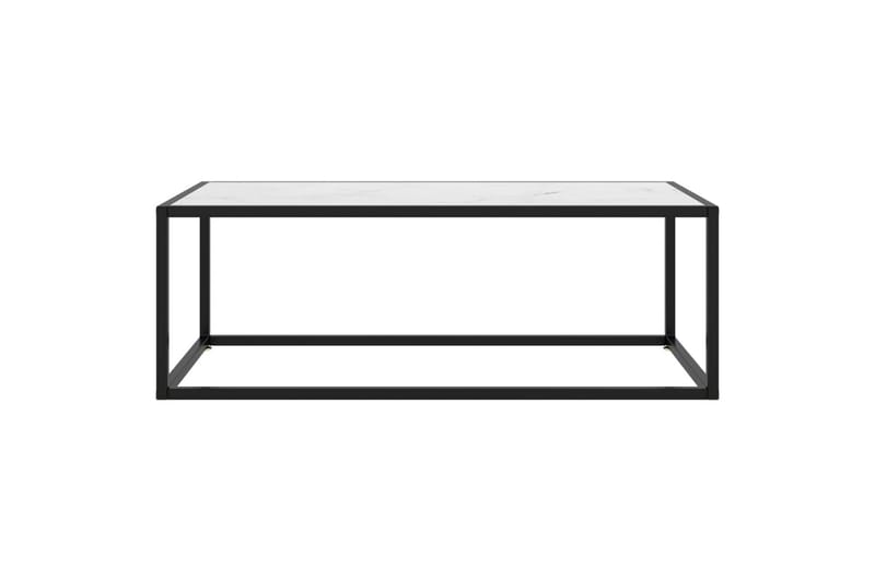 Soffbord svart med vit marmor glas 100x50x35 cm - Svart - Soffbord