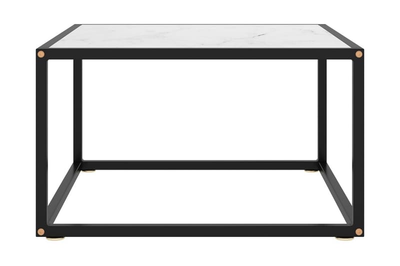 Soffbord svart med vit marmor glas 60x60x35 cm - Svart - Möbler - Bord & matgrupper - Soffbord