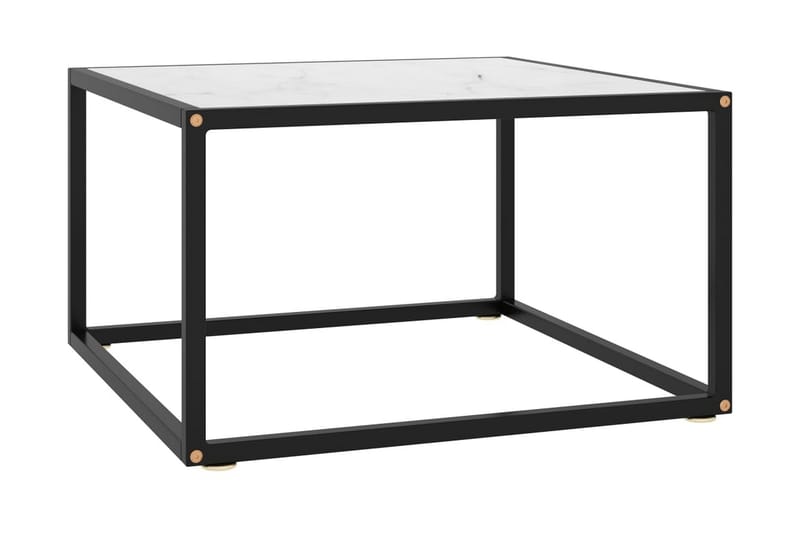 Soffbord svart med vit marmor glas 60x60x35 cm - Svart - Möbler - Bord & matgrupper - Soffbord