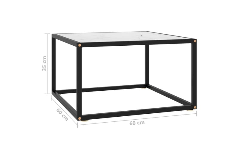 Soffbord svart med vit marmor glas 60x60x35 cm - Svart - Möbler - Bord & matgrupper - Soffbord