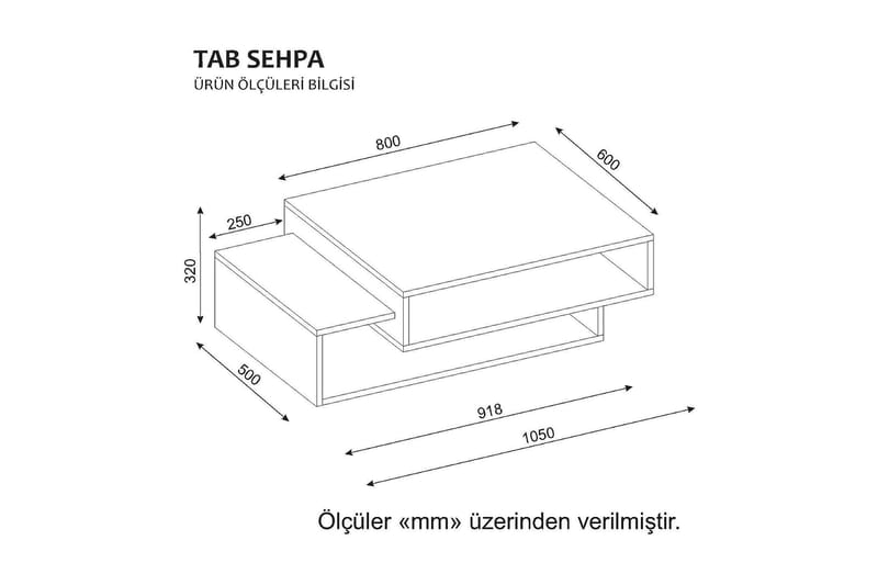 Tabate Soffbord 105 cm med Förvaring Hyllor - Vit/Valnötsbrun - Möbler - Bord & matgrupper - Soffbord