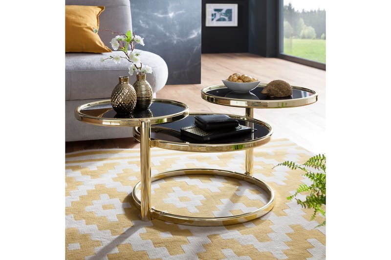 Tarwater Soffbord 58 cm med Förvaring Hyllor Runt - Glas/Svart/Guld - Möbler - Bord & matgrupper - Soffbord