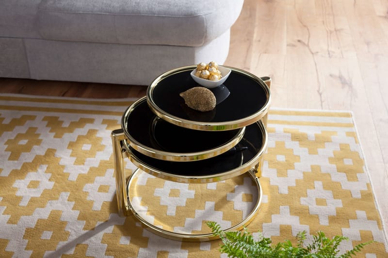 Tarwater Soffbord 58 cm med Förvaring Hyllor Runt - Glas/Svart/Guld - Möbler - Bord & matgrupper - Soffbord