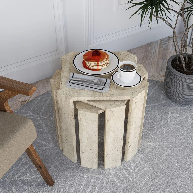 Tatil Satsbord 38 cm - Travertin - Möbler - Bord & matgrupper - Soffbord - Kistbord