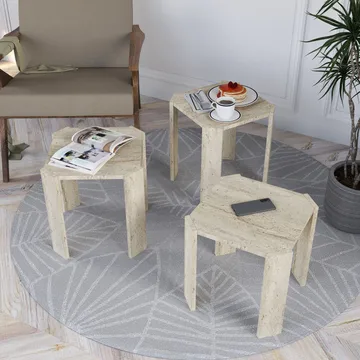 Tatil Satsbord 38 cm - Travertin - Möbler - Bord & matgrupper - Soffbord - Kistbord