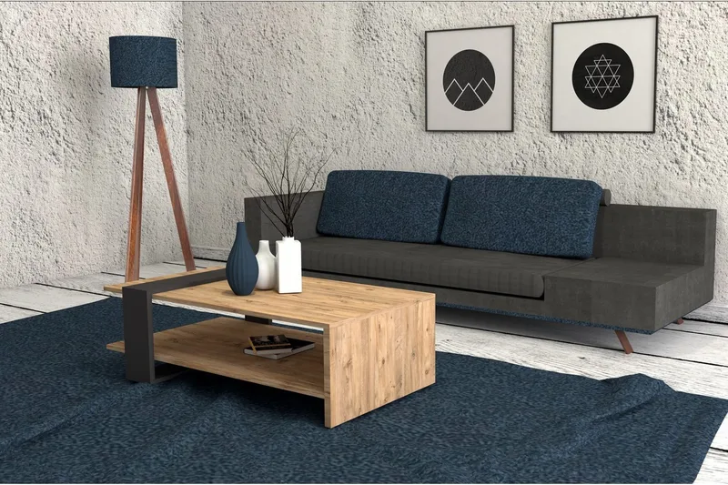 Terasa Soffbord 80 cm med Förvaring Hylla - Valnötsbrun/Grå - Möbler - Bord & matgrupper - Soffbord