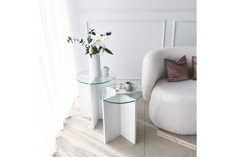 Teratio Satsbord 60x40x60 cm Runt - Vit - Möbler - Bord & matgrupper - Soffbord