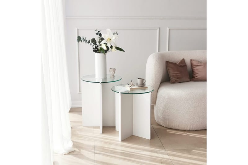 Teratio Satsbord 60x40x60 cm Runt - Vit - Möbler - Bord & matgrupper - Soffbord