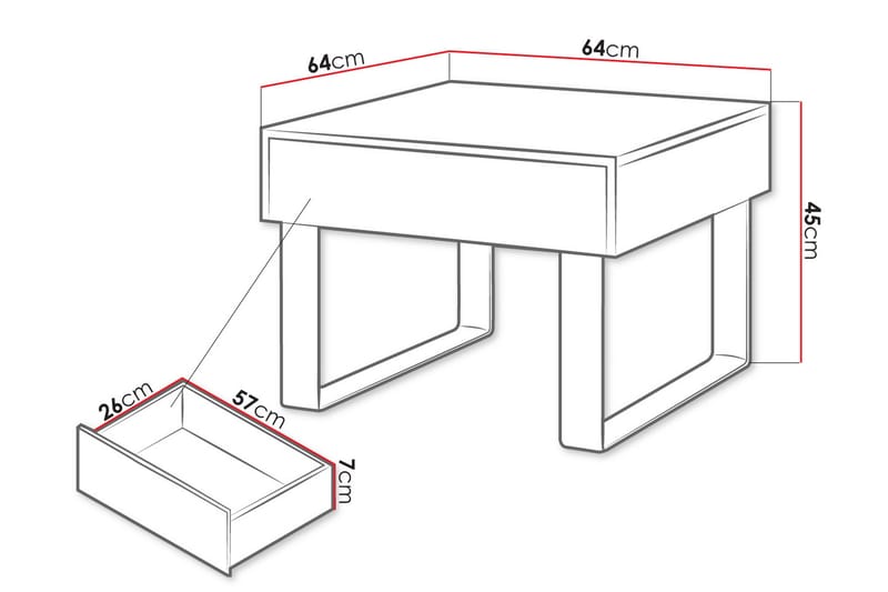 Tessan Soffbord Litet 64 cm med Förvaring Låda - Svart - Möbler - Bord & matgrupper - Soffbord