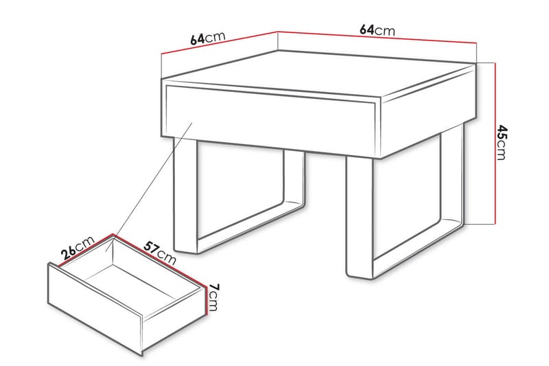 Tessan Soffbord Litet 64 cm med Förvaring Låda - Svart - Möbler - Bord & matgrupper - Soffbord - Soffbord med förvaring