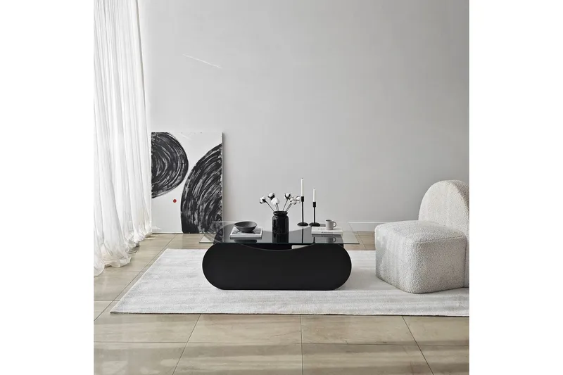 Soffbord Tevrin Svart / Transparent - Svart / Transparent - Möbler - Bord & matgrupper - Soffbord