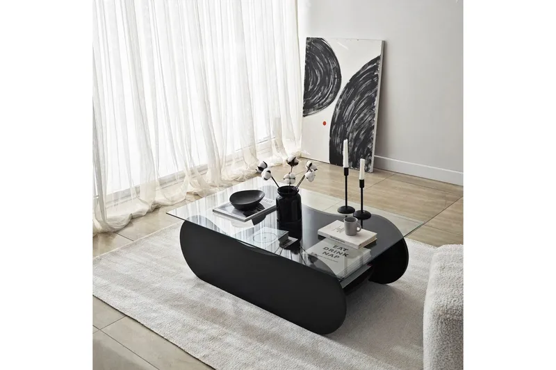 Soffbord Tevrin Svart / Transparent - Svart / Transparent - Möbler - Bord & matgrupper - Soffbord