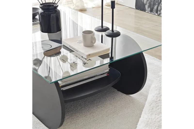 Soffbord Tevrin Svart / Transparent - Svart / Transparent - Möbler - Bord & matgrupper - Soffbord