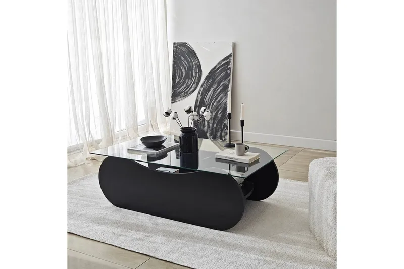 Soffbord Tevrin Svart / Transparent - Svart / Transparent - Möbler - Bord & matgrupper - Soffbord