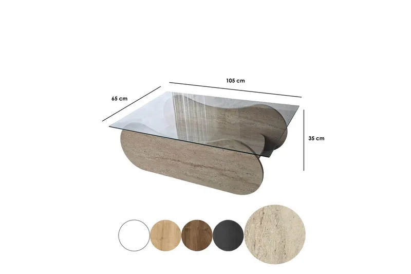 Soffbord Tevrin Travertin / Transparent - Travertin / Transparent - Möbler - Bord & matgrupper - Soffbord