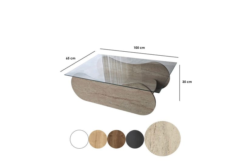 Soffbord Tevrin Travertin / Transparent - Travertin / Transparent - Möbler - Bord & matgrupper - Soffbord