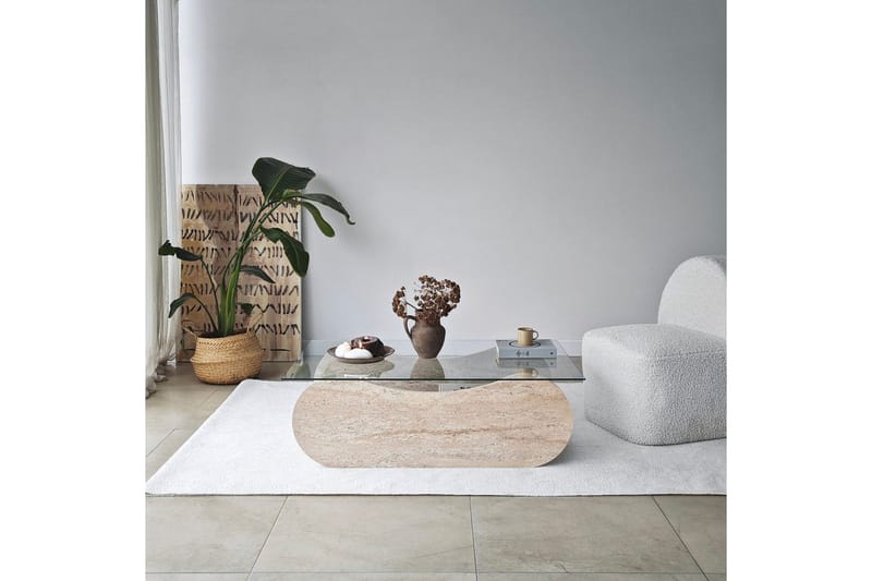 Soffbord Tevrin Travertin / Transparent - Travertin / Transparent - Möbler - Bord & matgrupper - Soffbord