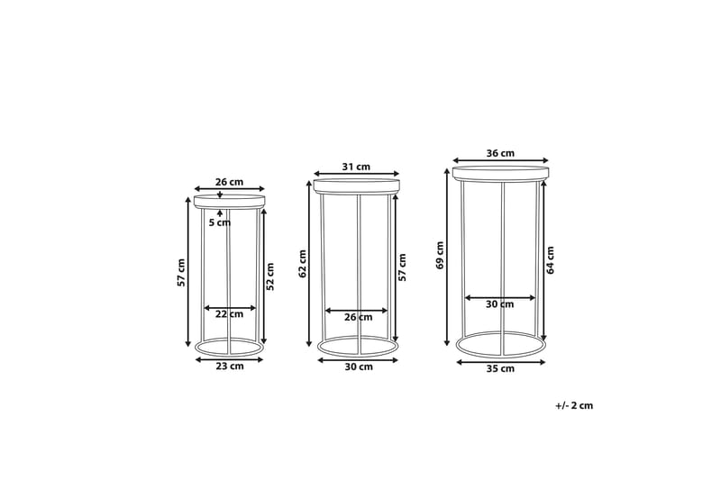 Texon Satsbord 36 cm 3-pack - Svart - Möbler - Bord & matgrupper - Soffbord