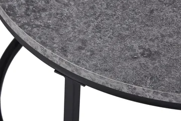 Thyra Runt Satsbord - 2 soffbord 90 och 75 cm med Stenutseende och Metallben - Grå & Svart - Möbler - Bord & matgrupper - Soffbord