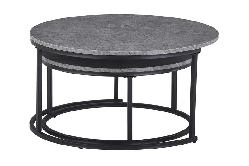 Thyra Satsbord Runt 90 cm 2 bord - Grå / Svart - Möbler - Bord & matgrupper - Soffbord