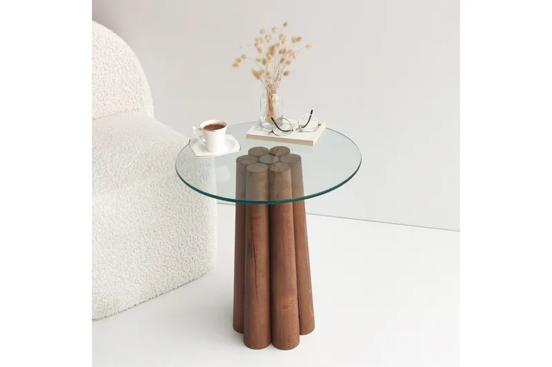 Tjadhunt Soffbord 50 cm - Valnöt/Glas - Möbler - Bord & matgrupper - Soffbord