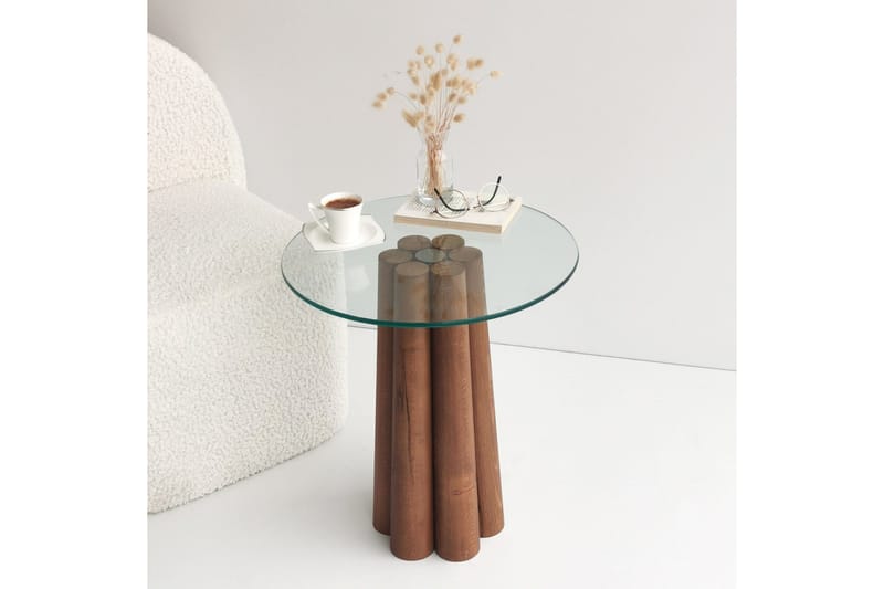Tjadhunt Soffbord 50 cm - Valnöt/Glas - Möbler - Bord & matgrupper - Soffbord