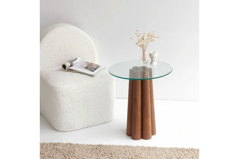 Tjadhunt Soffbord 50 cm - Valnöt/Glas - Möbler - Bord & matgrupper - Soffbord