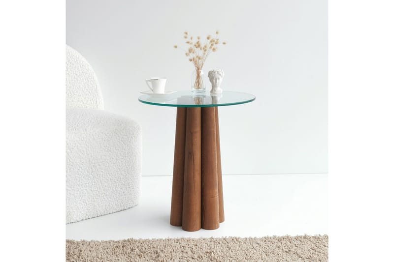 Tjadhunt Soffbord 50 cm - Valnöt/Glas - Möbler - Bord & matgrupper - Soffbord