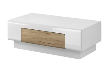 Toreno 110 cm Rektangulärt Soffbord med Lådor i Ljust Trä - Vit - Möbler - Bord & matgrupper - Soffbord