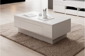 Toreno Soffbord 110 cm med Förvaring Hylla + Låda - Vit - Möbler - Bord & matgrupper - Soffbord