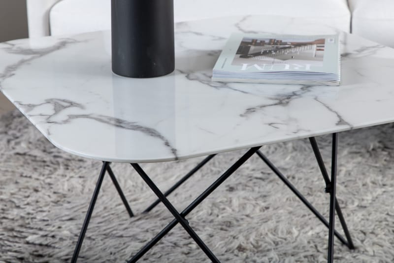 Tristar Soffbord 80 cm - Marmor/Vit/Svart - Möbler - Bord & matgrupper - Soffbord