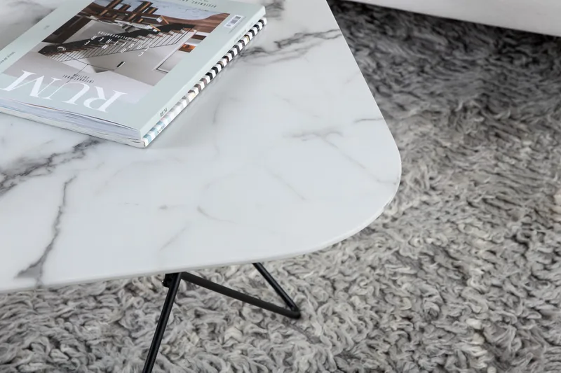 Tristar Soffbord 80 cm - Marmor/Vit/Svart - Möbler - Bord & matgrupper - Soffbord