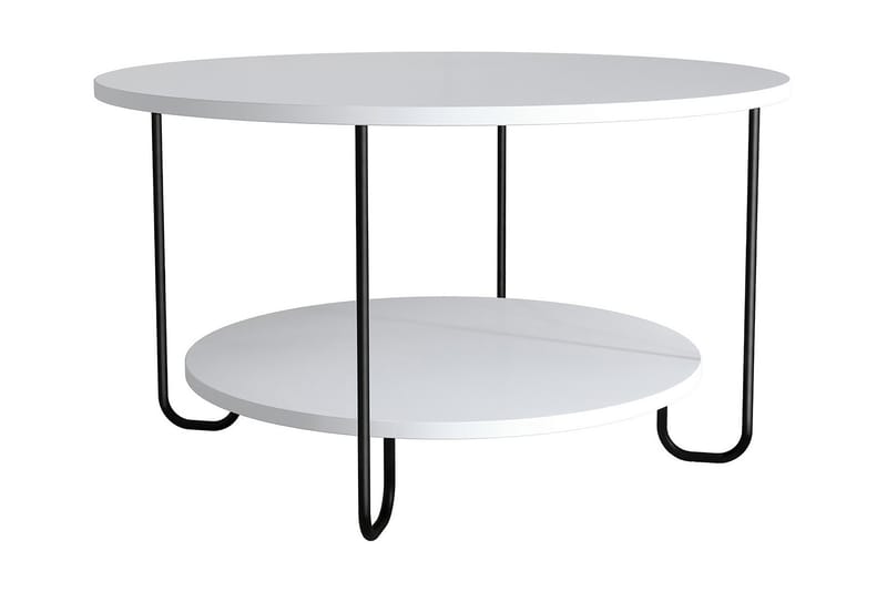 Ullavi Soffbord 80 cm Runt med Förvaring Hylla - Vit/Svart - Möbler - Bord & matgrupper - Soffbord