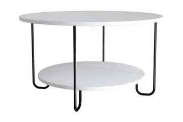 Ullavi Soffbord 80 cm Runt med Förvaring Hylla - Vit/Svart - Möbler - Bord & matgrupper - Soffbord