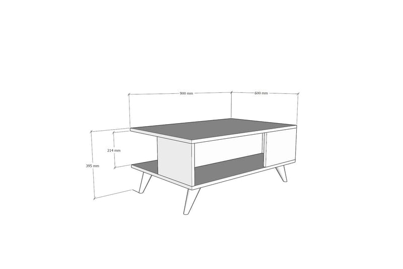 Vainode Soffbord 90 cm med Förvaring Hyllor Marmormönster - Beige/Svart - Soffbord