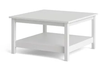 Vallvidera 81 cm Runt Soffbord med Hylla i Målat Trä - Vit - Möbler - Bord & matgrupper - Soffbord