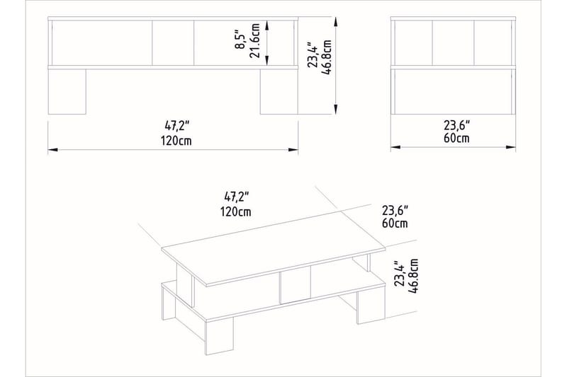 Velenje Soffbord 120 cm - Natur/Mörkbrun - Möbler - Bord & matgrupper - Soffbord