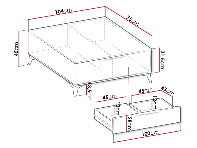 Vemdalen Soffbord 104 cm - Brun med svarta ben - Möbler - Bord & matgrupper - Soffbord